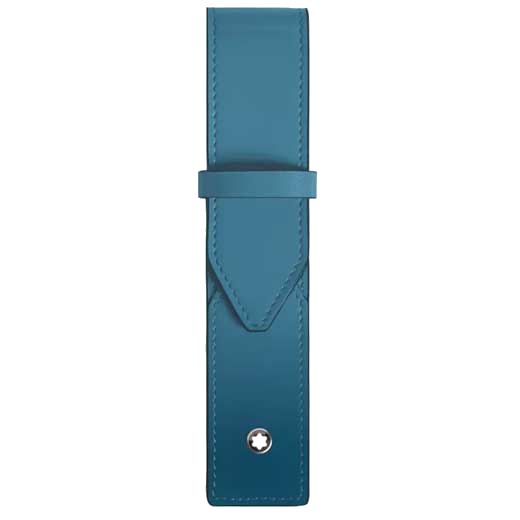This Montblanc pen pouch can fit 1 writing instrument and comes in a two tone blue.