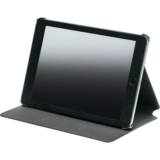 The Montblanc tablet case can be formed into a triangular shaped stand for using at the table.