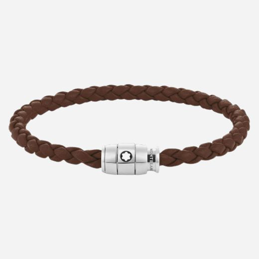 The Men's Fauve Brown Leather and Stainless Steel 3 Ring Bracelet by Montblanc.