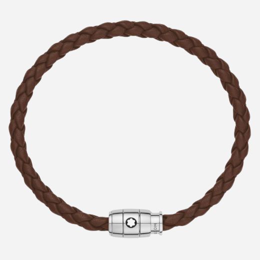 The Men's Fauve Brown Leather and Stainless Steel 3 Ring Bracelet by Montblanc.