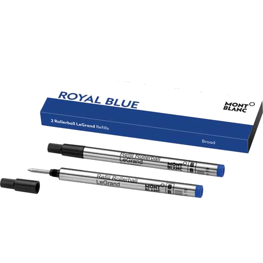 These are the Montblanc Royal Blue Rollerball LeGrand Refill in the size broad.
