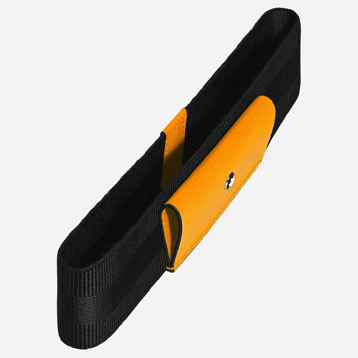 Side view of the Saffron Sartorial Leather 1-Pen Loop with Elastic Strap.