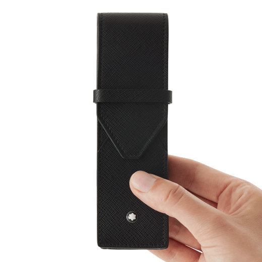 Sartorial 2 Pen Pouch Black Saffiano Leather Fits 2 Writing Instruments by Montblanc.