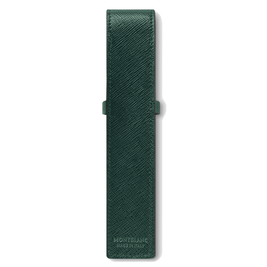 This Sartorial British Green 1 Pen Pouch by Montblanc has the iconic snowcap emblem on the front.