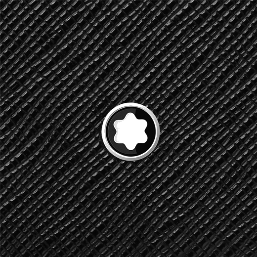 Montblanc Sartorial Business Card Holder 4CC Black Saffiano Leather With Montblanc Emblem And Palladium-Plated Ring