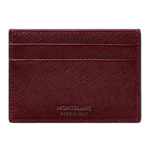 This Montblanc Sartorial Cassis Leather Card Holder 5CC has two card slots on each side and a top slip pocket.