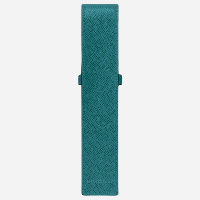 Back view of theSartorial Fern Blue Leather One Pen Pouch.