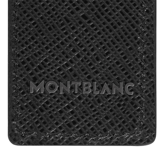 Montblanc Sartorial Pen Case Black Leather With Palladium-Plated Ring