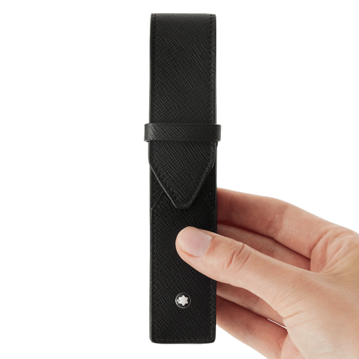 Sartorial Pen Pouch Black Leather By Montblanc With Textured Leather For 1 Pen.