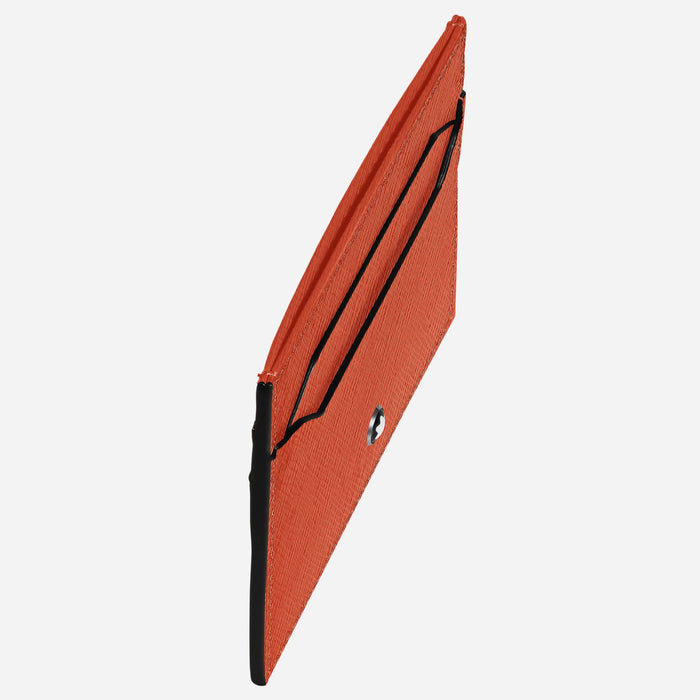 Top and side view of the Tangerine Sartorial Leather 5CC Card Holder.