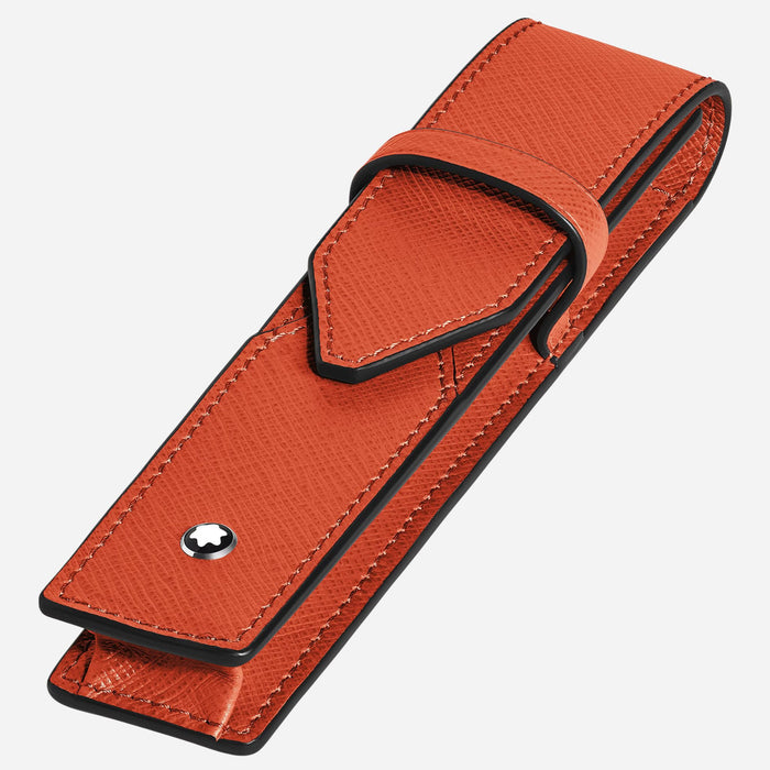 Side view of the Tangerine Sartorial Leather Envelope 1-Pen Pouch.