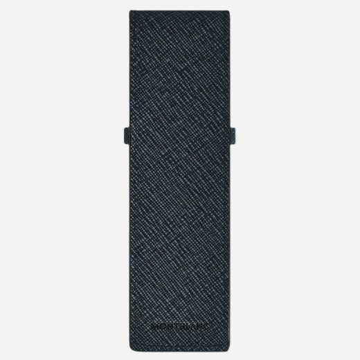 Back view of the Tweed Blue Sartorial Leather 2-Pen Pouch.