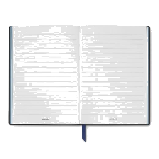 Montblanc's Writers Edition Homage To Jane Austen #146 Lined Notebook has a blue grosgrain ribbon bookmark and blue lined edges.