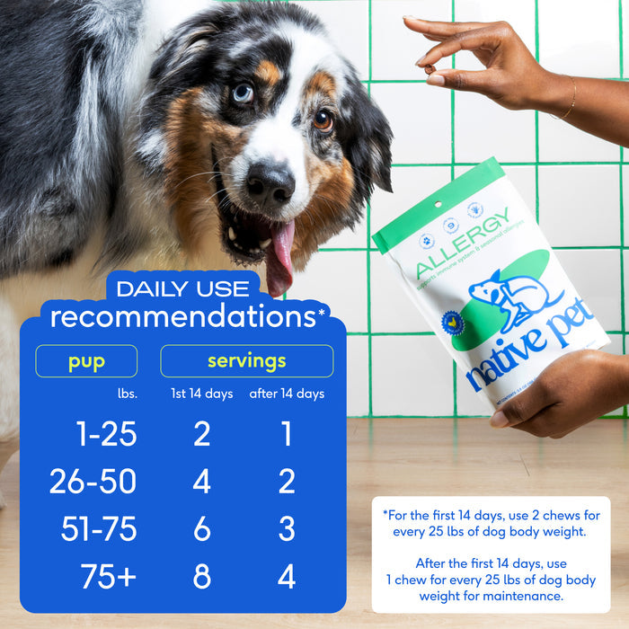 Native Pet Allergy & Immune Chews Allergy Relief Supplement for Dogs, 60 count