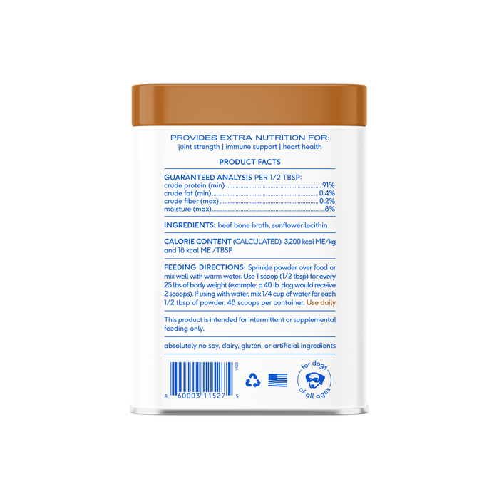 Native Pet Beef Bone Broth Powder Grain-Free Dog Food Topper, 4.75 oz