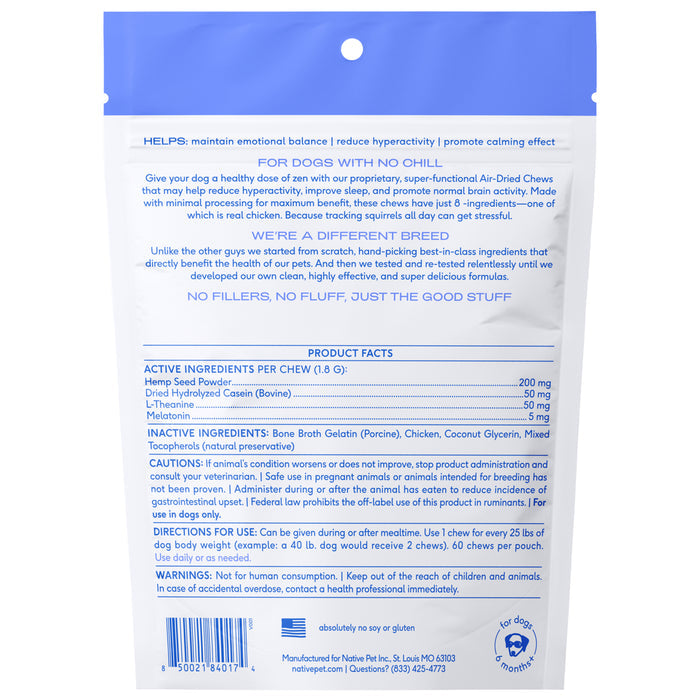 Native Pet Chewable Calming Supplements for Dogs, 60 ct.