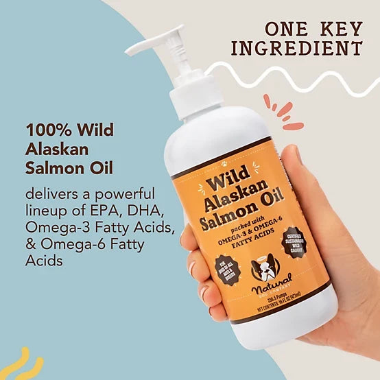 Natural Dog Company Wild Alaskan Salmon Oil Liquid Supplement for Dogs, 16 fl. oz.