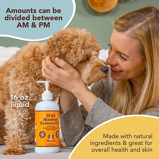 Natural Dog Company Wild Alaskan Salmon Oil Liquid Supplement for Dogs, 16 fl. oz.