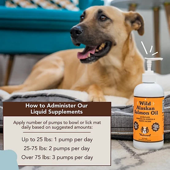Natural Dog Company Wild Alaskan Salmon Oil Liquid Supplement for Dogs, 16 fl. oz.