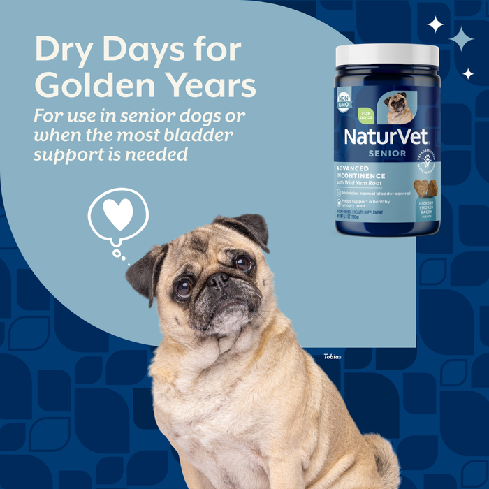 NaturVet Advanced Incontinence Senior Supplement for Dogs, Hickory Smoked Bacon Flavor, 60 Count