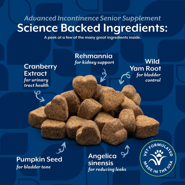 NaturVet Advanced Incontinence Senior Supplement for Dogs, Hickory Smoked Bacon Flavor, 60 Count