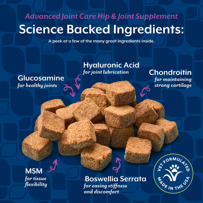 NaturVet Advanced Joint Care Hip & Joint Supplement for Dogs and Cats, Bacon and Chicken Flavor, 180 Count