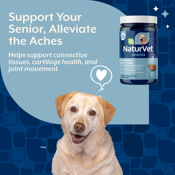 NaturVet Advanced Joint Care Senior Supplements for Dogs, Bacon and Chicken Flavor, 60 Count