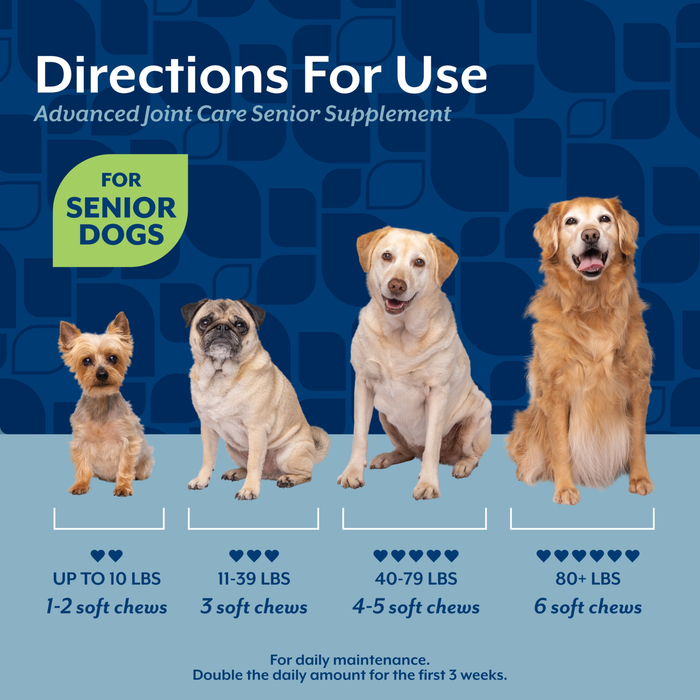 NaturVet Advanced Joint Care Senior Supplements for Dogs, Bacon and Chicken Flavor, 60 Count