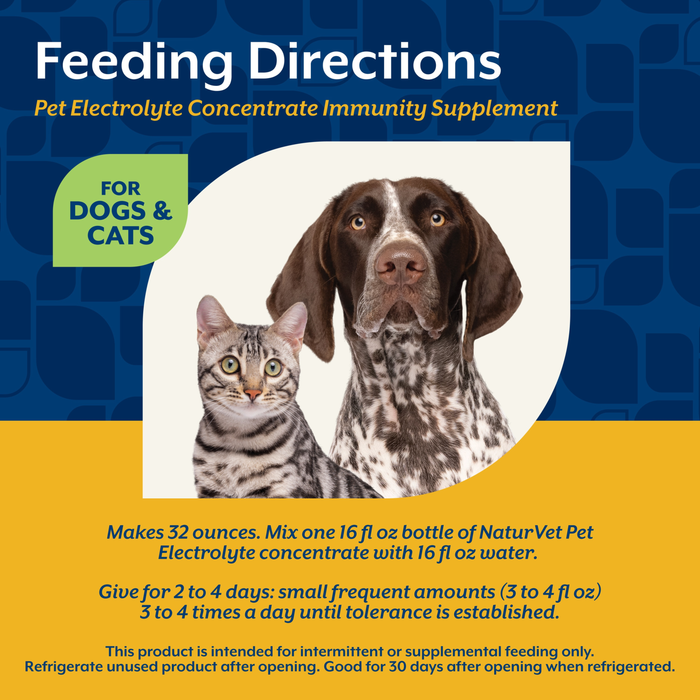 NaturVet Pet Electrolyte Concentrate Immunity Supplement for Dogs and Cats, 16 fl oz