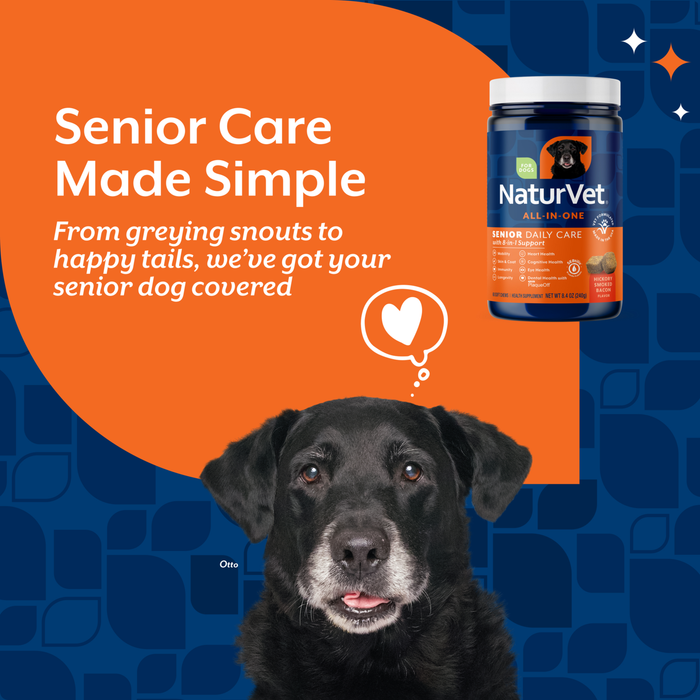 NaturVet Senior Daily Care All-In-One Supplement for Dogs, 8-In-1 Support, Hickory Smoked Bacon Flavor, 60 Count