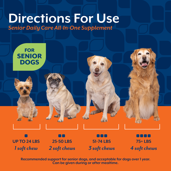 NaturVet Senior Daily Care All-In-One Supplement for Dogs, 8-In-1 Support, Hickory Smoked Bacon Flavor, 60 Count