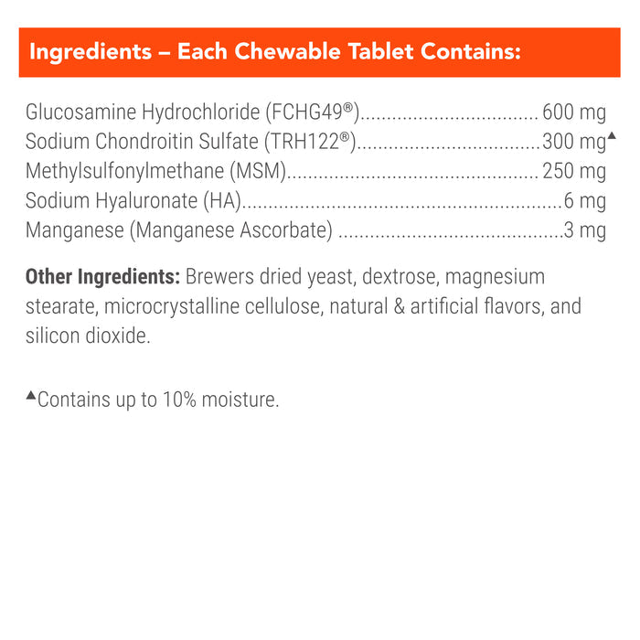 Nutramax Cosequin Maximum Strength Plus MSM & HA Chewable Tablets for Dogs, Count of 60