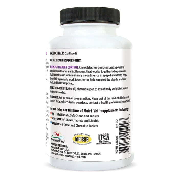 Nutri-Vet Bladder Control Supplement for Dogs, 90 Chewable Tablets