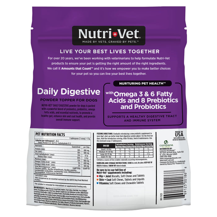 Nutri-Vet Daily Digestive Powder for Dogs with Omega 3 & 6 Fatty Acids,  1.76 lb