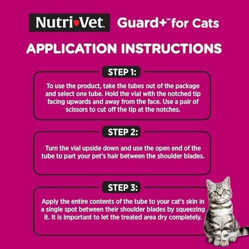 Nutri-Vet Guard+ for Cats - Flea & Tick Prevention Treatment for Cats 1.5 Lbs. and up, 3 pack
