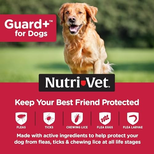 Nutri-Vet Guard+ for Dogs - Flea & Tick Prevention Treatment for Dogs 45-88 Lbs., 3 pack