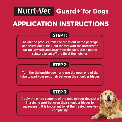 Nutri-Vet Guard+ for Dogs - Flea & Tick Prevention Treatment for Dogs 45-88 Lbs., 3 pack