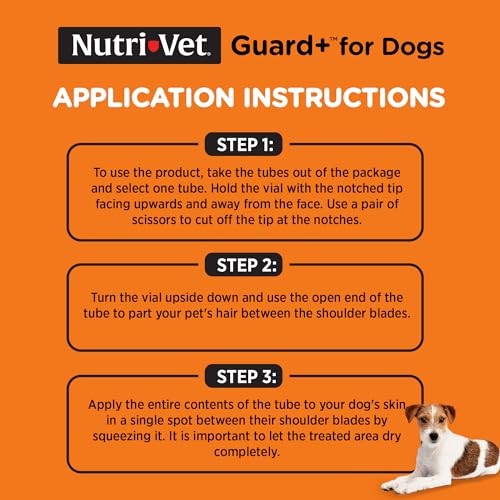 Nutri-Vet Guard+ for Dogs - Flea & Tick Prevention Treatment for Dogs 5-22 Lbs, 3 pack