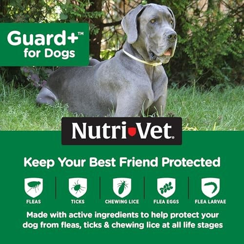 Nutri-Vet Guard+ for Dogs - Flea & Tick Prevention Treatment for Extra Large Dogs 89-132 Lb, 3 packs., 3 pack