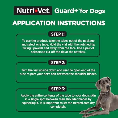 Nutri-Vet Guard+ for Dogs - Flea & Tick Prevention Treatment for Extra Large Dogs 89-132 Lb, 3 packs., 3 pack