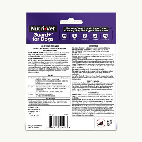 Nutri-Vet Guard+ for Dogs - Flea & Tick Prevention Treatment for Medium Dogs 23-44 Lbs., 3 pack