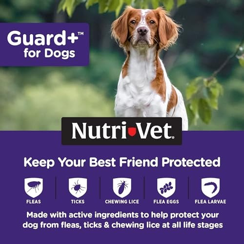 Nutri-Vet Guard+ for Dogs - Flea & Tick Prevention Treatment for Medium Dogs 23-44 Lbs., 3 pack