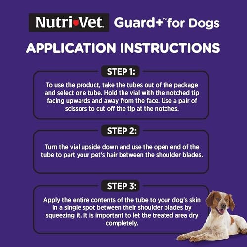 Nutri-Vet Guard+ for Dogs - Flea & Tick Prevention Treatment for Medium Dogs 23-44 Lbs., 3 pack
