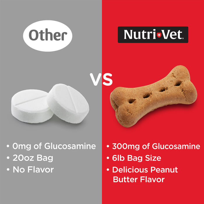 Nutri-Vet Hip & Joint Biscuits for Dogswith 300mg Glucosamine,  4 lb