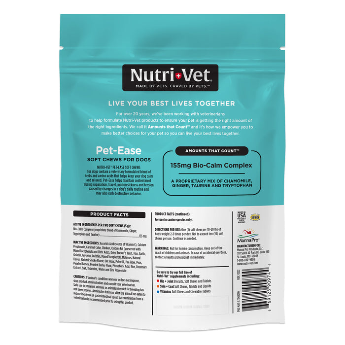 Nutri-Vet Pet-Ease Soft Chews for Dogs, 65 Soft Chews