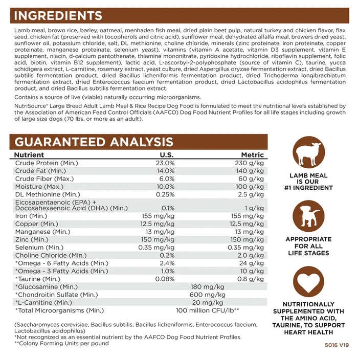 Large Breed Lamb Meal & Rice 26lbs
