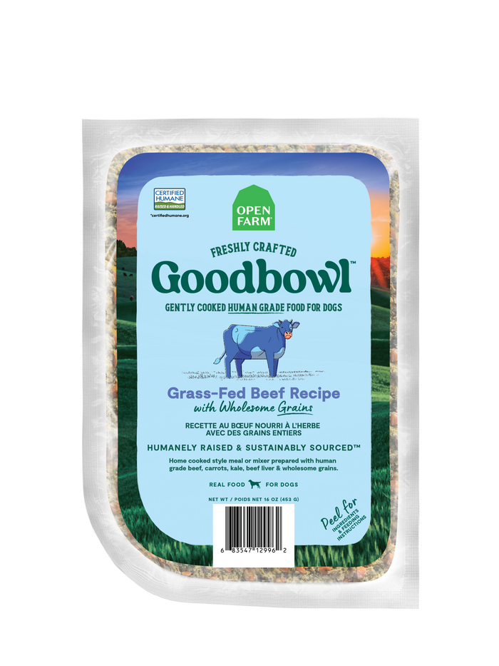 Open Farm Goodbowl Gently Cooked Grass-Fed Beef with Wholesome Grains Frozen Dog Food, 16oz