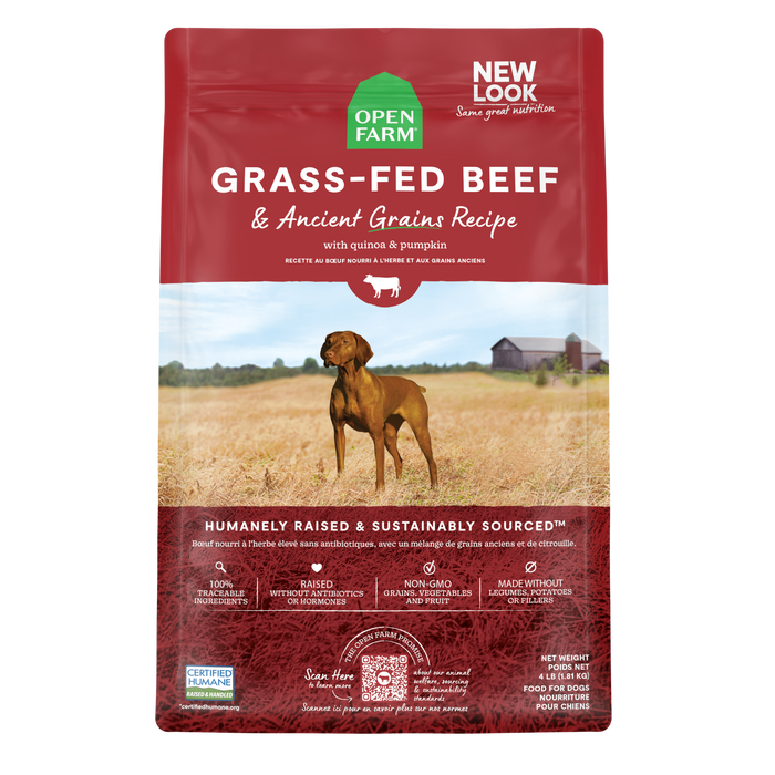 Open Farm Grass-Fed Beef & Ancient Grains Dog Kibble, 22lb