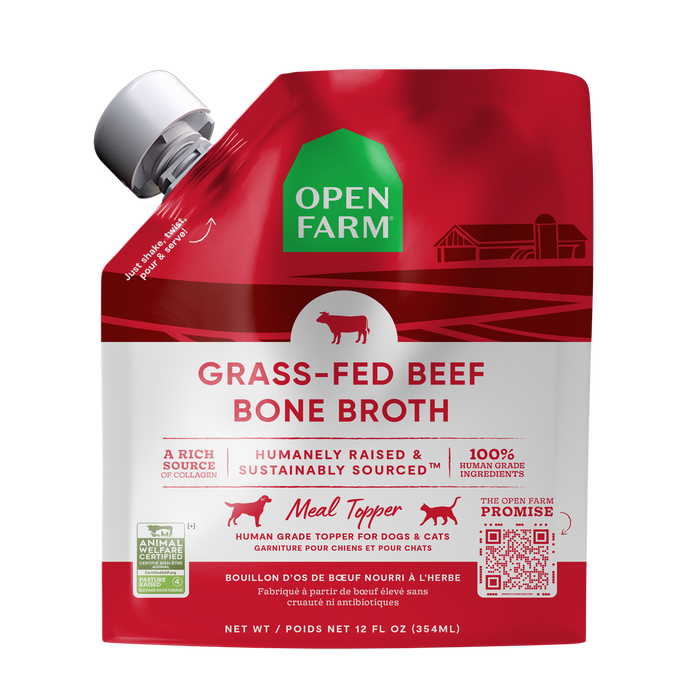 Open Farm Grass-Fed Beef Bone Broth for Dogs & Cats 12oz