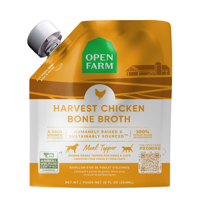Open Farm Harvest Chicken Bone Broth for Dogs & Cats 12oz